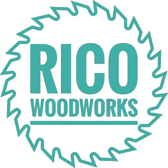A logo using a circular saw blade with the business name in it